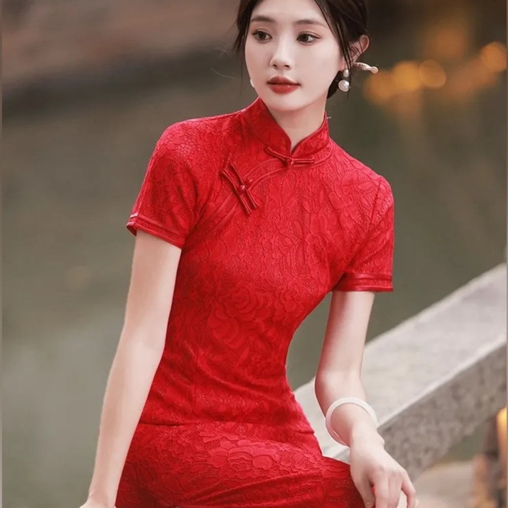 Moda Red Sleeveless Mock Neck Sundress Contemporary